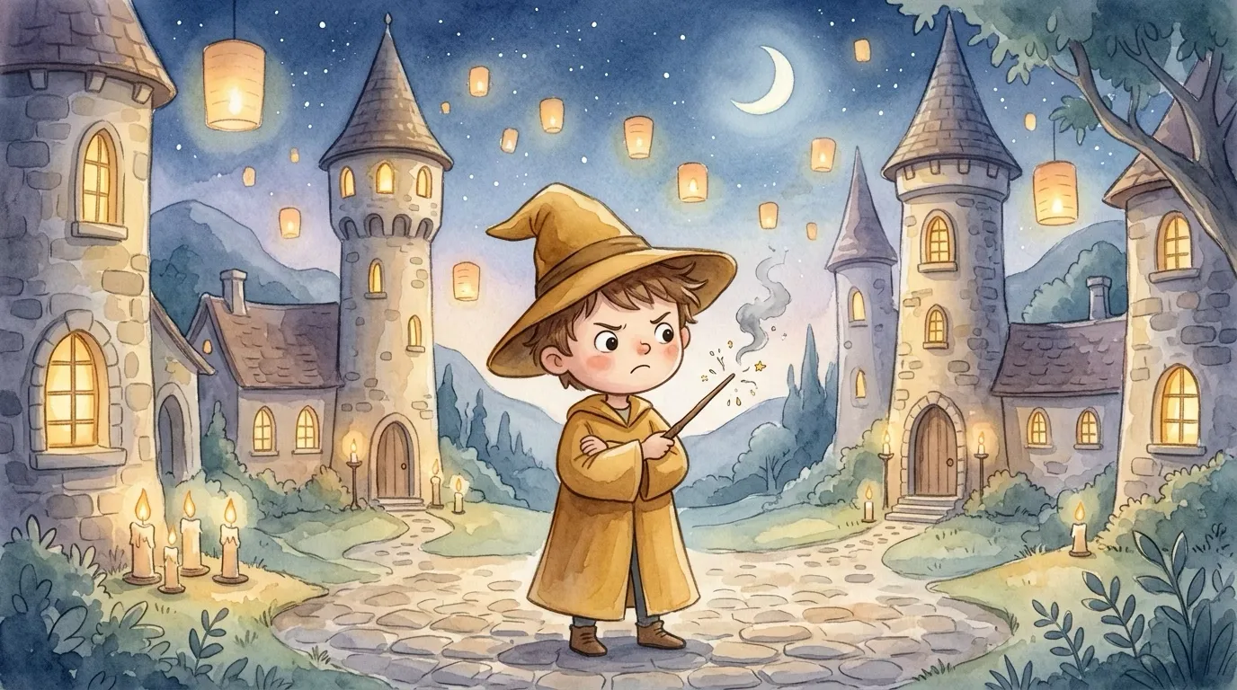 But poor Bram was having the grumpiest day. His spells fizzled, his hat slipped, nothing went right — and crosser and crosser he grew.