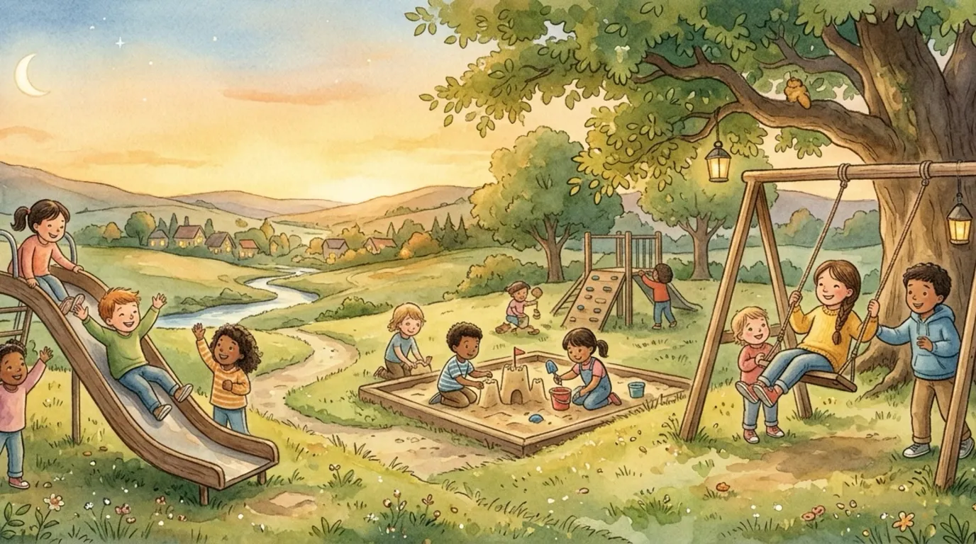 At Maple Park, as the sky turned gold, there was one swing everybody loved best of all.