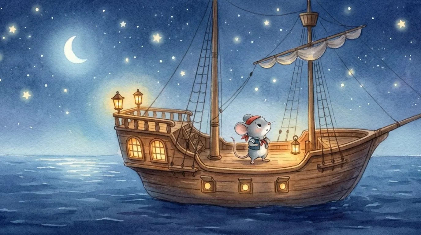 On the deck, little Tam the crew-mouse was bold as anything. But high up? Tam never climbed the mast — for Tam was afraid of heights.