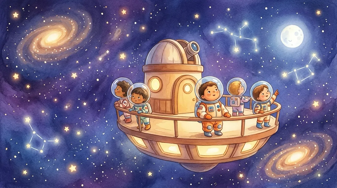 At the little star-watching station, everyone waited for the rarest sight of all: the Star-River Comet, which crossed the sky just once in a long, long while.
